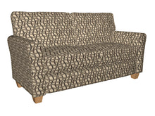 Load image into Gallery viewer, Essentials Black Brown Tan Beige Wavy Trellis Upholstery Fabric / Nutmeg Maze