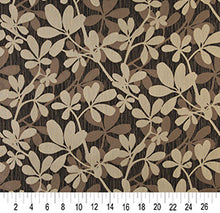 Load image into Gallery viewer, Essentials Cityscapes Black Brown Tan Botanical Leaf Pattern Upholstery Fabric