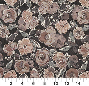 Essentials Cityscapes Black Brown Tan Gray Botanical Leaf Upholstery Drapery Fabric