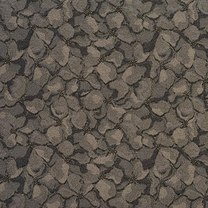Essentials Heavy Duty Black Gray Floral Petal Upholstery Fabric / Mineral