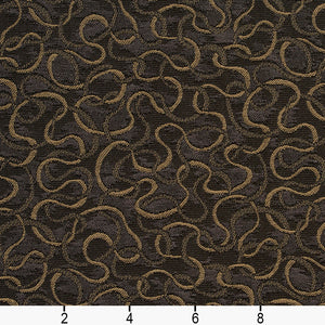 Essentials Heavy Duty Black Gray Tan Squiggly Upholstery Fabric / Metal