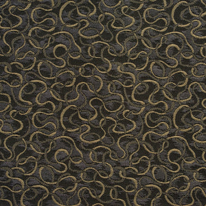 Essentials Heavy Duty Black Gray Tan Squiggly Upholstery Fabric / Metal