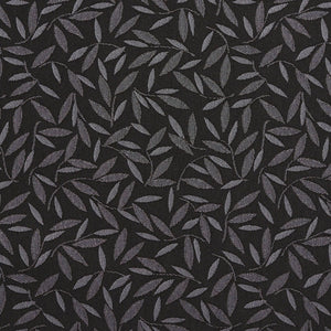 Essentials Black Ivory Leaf Branches Upholstery Drapery Fabric / Charcoal
