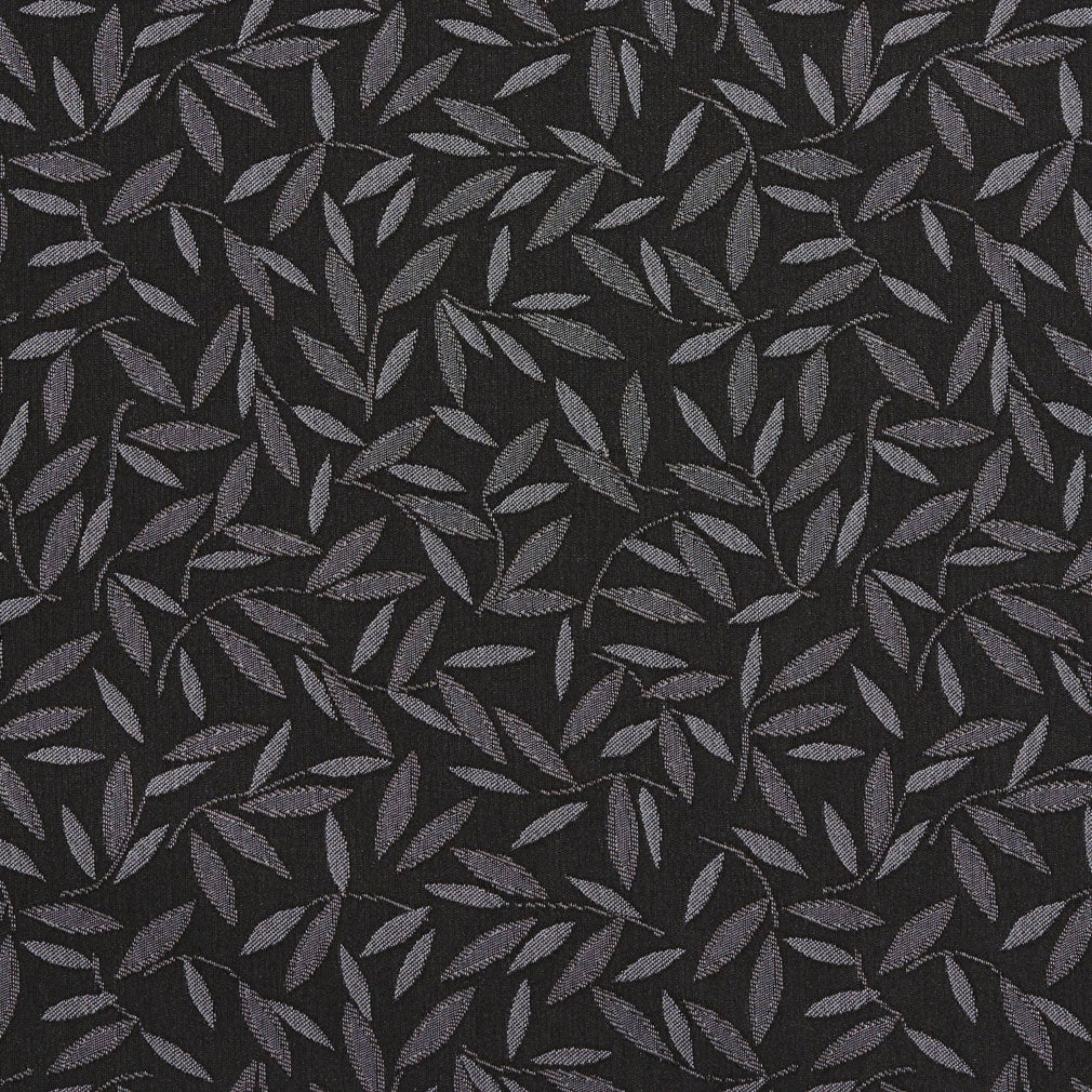 Essentials Black Ivory Leaf Branches Upholstery Drapery Fabric / Charcoal