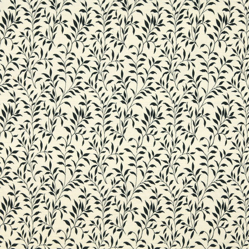 Essentials Floral Drapery Upholstery Fabric Black Ivory / Onyx Leaf