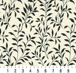 Essentials Floral Drapery Upholstery Fabric Black Ivory / Onyx Leaf