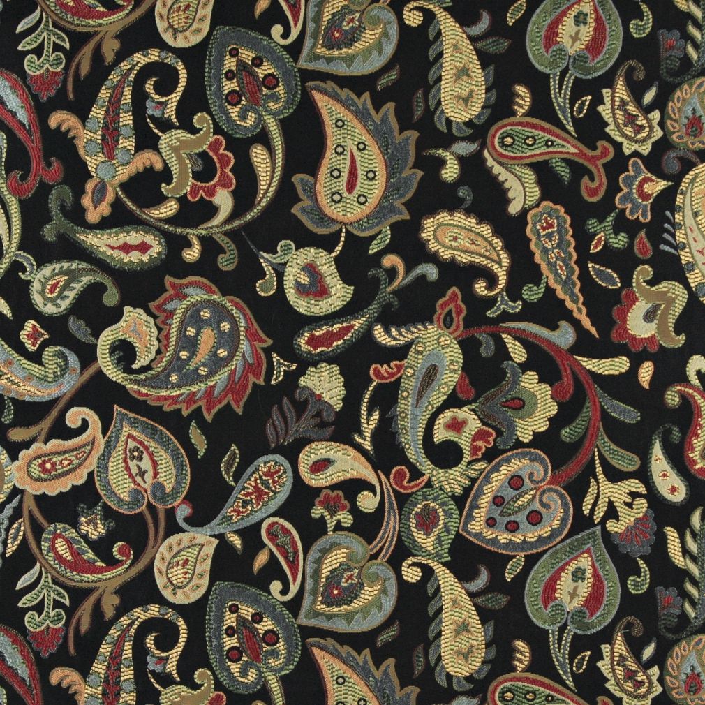 Essentials Cityscapes Black Navy Red Lime Yellow Floral Paisley Upholstery Drapery Fabric