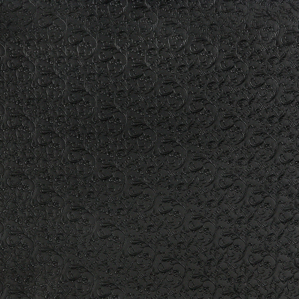 Essentials Heavy Duty Floral Upholstery Vinyl Black / Noir