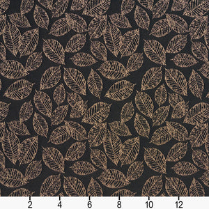 Essentials Heavy Duty Upholstery Drapery Fabric Black / Onyx Leaf