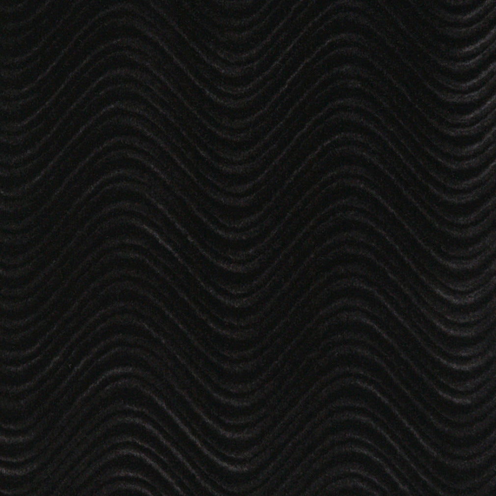 Essentials Velvet Upholstery Serpentine Stripes Fabric / Black Swirl