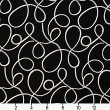 Load image into Gallery viewer, Essentials Linen Upholstery Drapery Fabric Black White Embroidered Squiggly