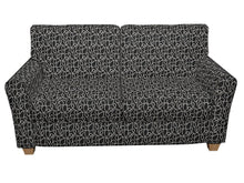 Load image into Gallery viewer, Essentials Linen Upholstery Drapery Fabric Black White Embroidered Squiggly