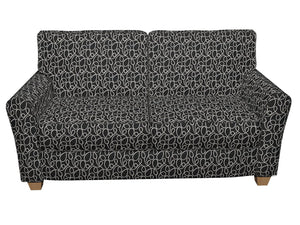 Essentials Linen Upholstery Drapery Fabric Black White Embroidered Squiggly