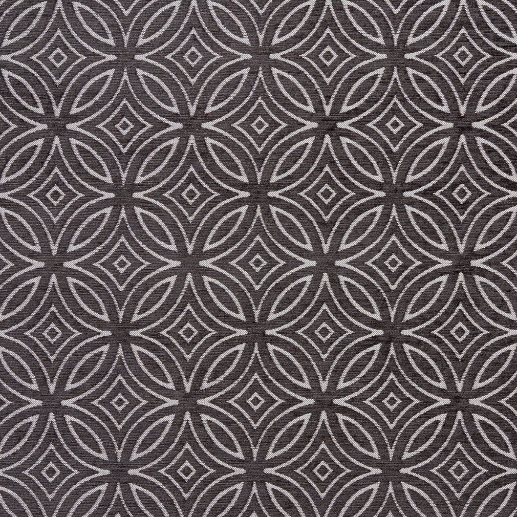 Essentials Chenille Black White Geometric Medallion Upholstery Fabric