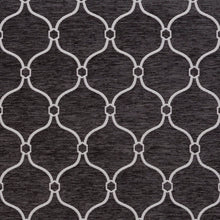 Load image into Gallery viewer, Essentials Chenille Black White Geometric Trellis Upholstery Fabric