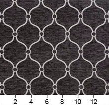 Load image into Gallery viewer, Essentials Chenille Black White Geometric Trellis Upholstery Fabric