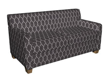 Load image into Gallery viewer, Essentials Chenille Black White Geometric Trellis Upholstery Fabric