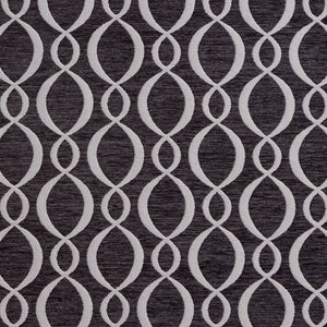 Essentials Chenille Black White Oval Trellis Upholstery Fabric