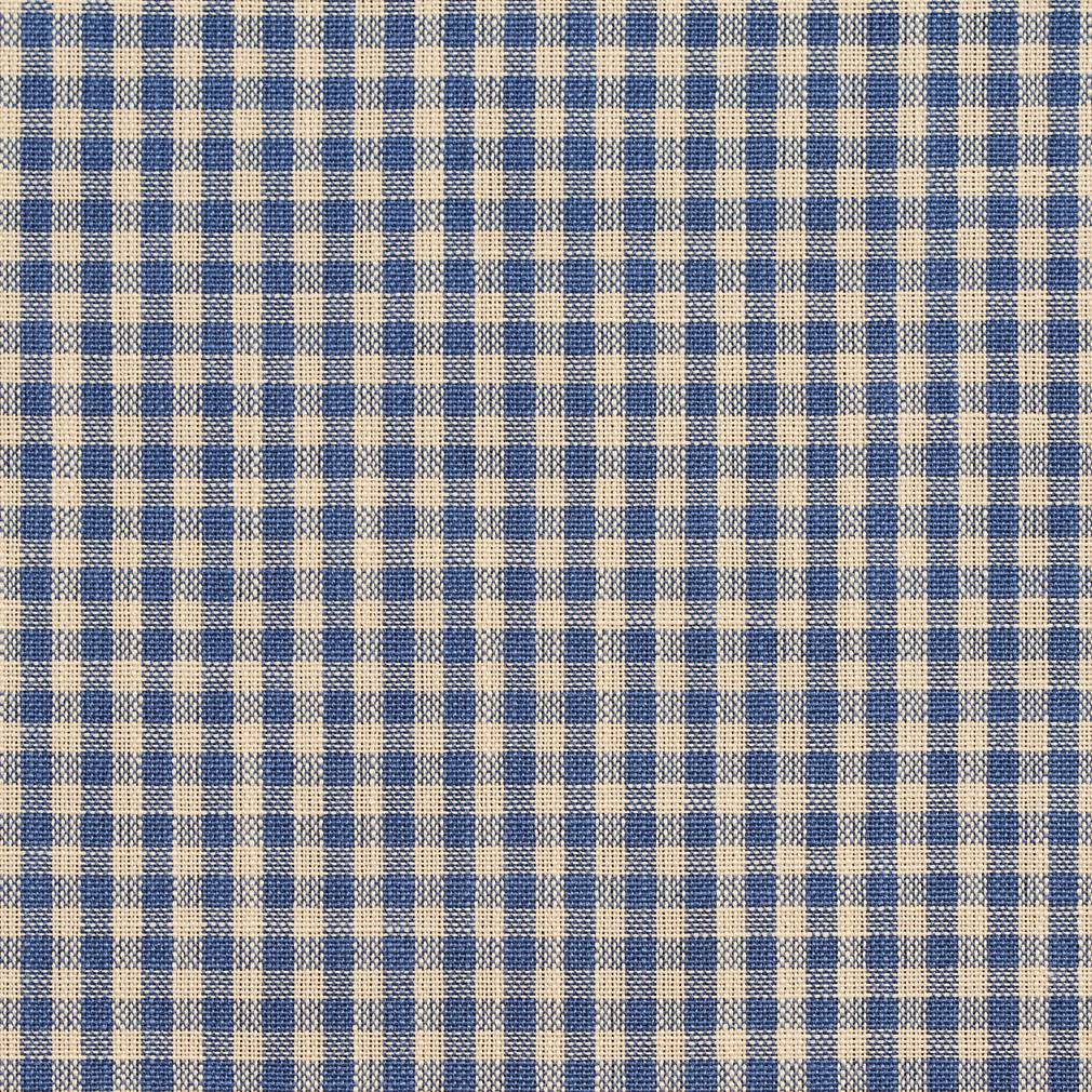 Essentials Blue Beige Checkered Upholstery Drapery Fabric / Wedgewood Gingham