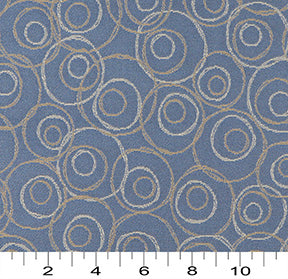 Essentials Mid Century Modern Geometric Blue Beige Circles Upholstery Fabric / Wedgewood