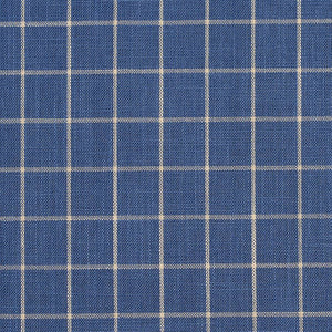 Essentials Blue Beige Plaid Upholstery Drapery Fabric / Wedgewood Checkerboard