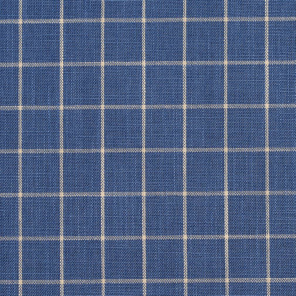 Essentials Blue Beige Plaid Upholstery Drapery Fabric / Wedgewood Checkerboard
