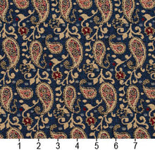 Load image into Gallery viewer, Essentials Blue Beige Red Upholstery Fabric / Patriot Paisley