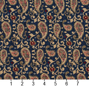 Essentials Blue Beige Red Upholstery Fabric / Patriot Paisley