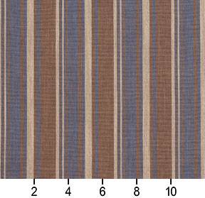 Essentials Blue Brown Beige Upholstery Drapery Fabric / Wedgewood Stripe