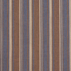 Essentials Blue Brown Beige Upholstery Drapery Fabric / Wedgewood Stripe
