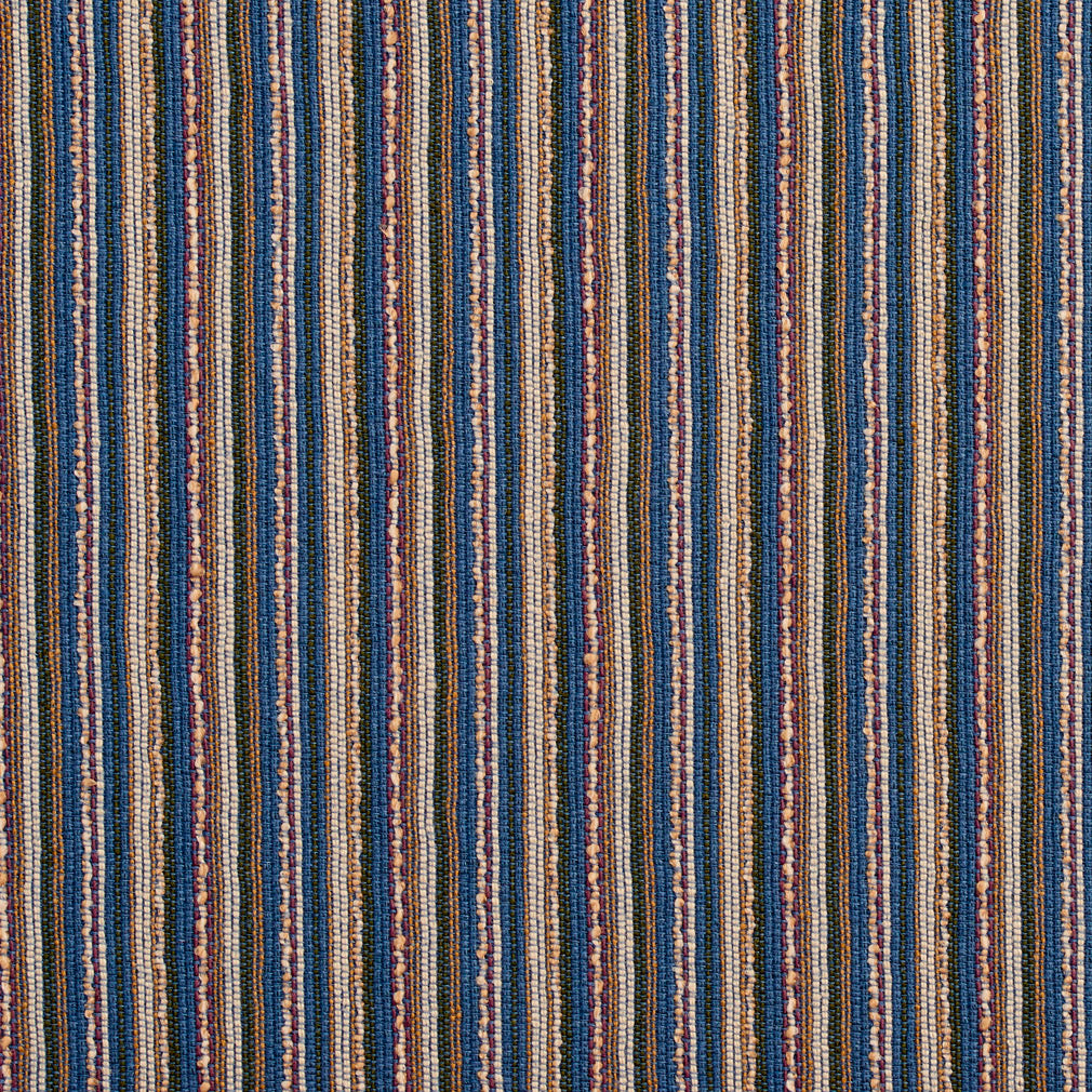 Essentials Blue Brown Stripe Rustic Upholstery Fabric