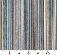 Load image into Gallery viewer, Essentials Blue Cream Navy Beige Stripe Velvet Upholstery Fabric