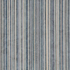 Essentials Blue Cream Navy Beige Stripe Velvet Upholstery Fabric