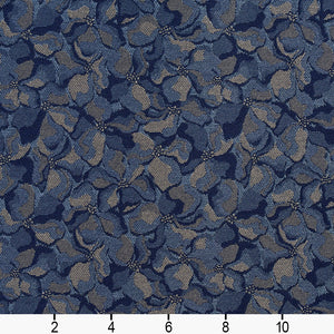 Essentials Heavy Duty Blue Gray Floral Petal Upholstery Fabric / Pacific