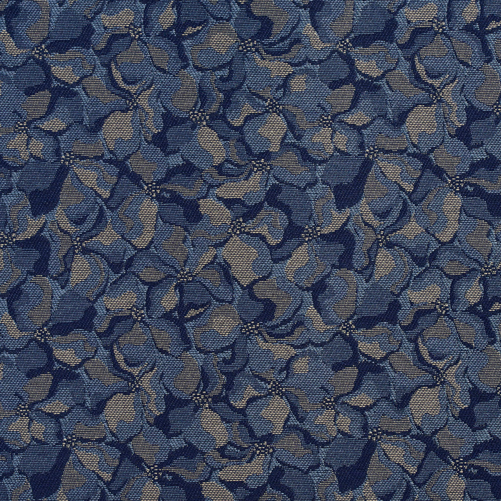 Essentials Heavy Duty Blue Gray Floral Petal Upholstery Fabric / Pacific