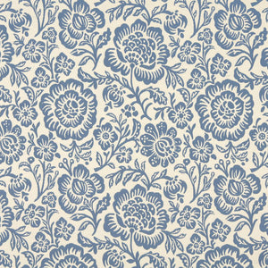 Essentials Floral Drapery Upholstery Fabric Blue Ivory / Wedgewood Floral