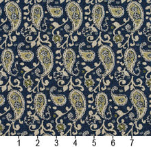 Load image into Gallery viewer, Essentials Blue Lime Beige White Upholstery Fabric / Laguna Paisley
