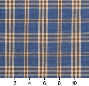 Essentials Navy Brown Cream Checkered Plaid Upholstery Drapery Fabric / Indigo Tartan