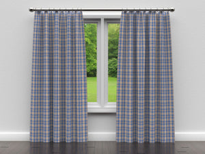 Essentials Blue Navy Beige Checkered Plaid Upholstery Drapery Fabric / Wedgewood Tartan
