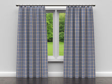 Load image into Gallery viewer, Essentials Navy Brown Cream Checkered Plaid Upholstery Drapery Fabric / Indigo Tartan