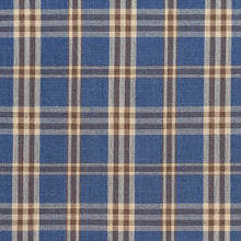 Load image into Gallery viewer, Essentials Navy Brown Cream Checkered Plaid Upholstery Drapery Fabric / Indigo Tartan