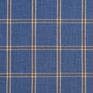 Essentials Blue Navy Beige Checkered Plaid Upholstery Drapery Fabric / Wedgewood Windowpane