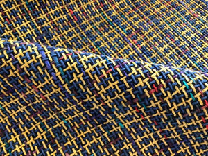 Blue Navy Purple Yellow Coral Lilac Turquoise Basketweave Woven Modern Upholstery Fabric
