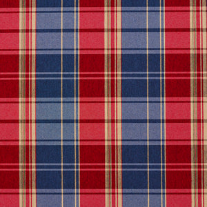 Essentials Blue Red Beige Checkered Upholstery Fabric / Patriot Plaid
