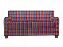 Load image into Gallery viewer, Essentials Blue Red Beige Checkered Upholstery Fabric / Patriot Plaid