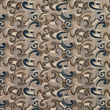 Load image into Gallery viewer, Essentials Blue Tan Brown Gray Beige Cream Paisley Upholstery Fabric / Royal Flutte