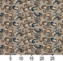 Load image into Gallery viewer, Essentials Blue Tan Brown Gray Beige Cream Paisley Upholstery Fabric / Royal Flutte