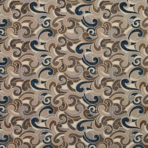 Essentials Blue Tan Brown Gray Beige Cream Paisley Upholstery Fabric / Royal Flutte