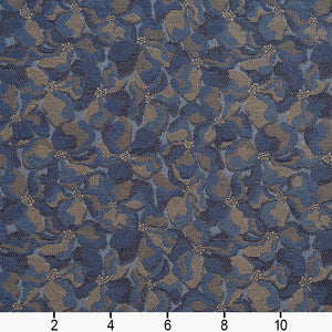 Essentials Heavy Duty Blue Tan Floral Petal Upholstery Fabric / Sky