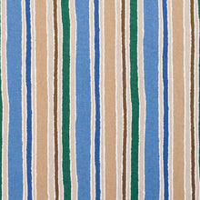 Load image into Gallery viewer, Essentials Blue Teal Ivory Tan White Stripe Upholstery Drapery Fabric